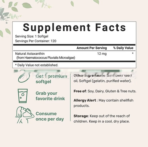 Capsules molles d'astaxanthine – 120 comprimés